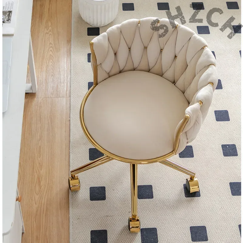Beauty Makeup Chair - Ergonomic Velvet Upholstered Makeup Chair for