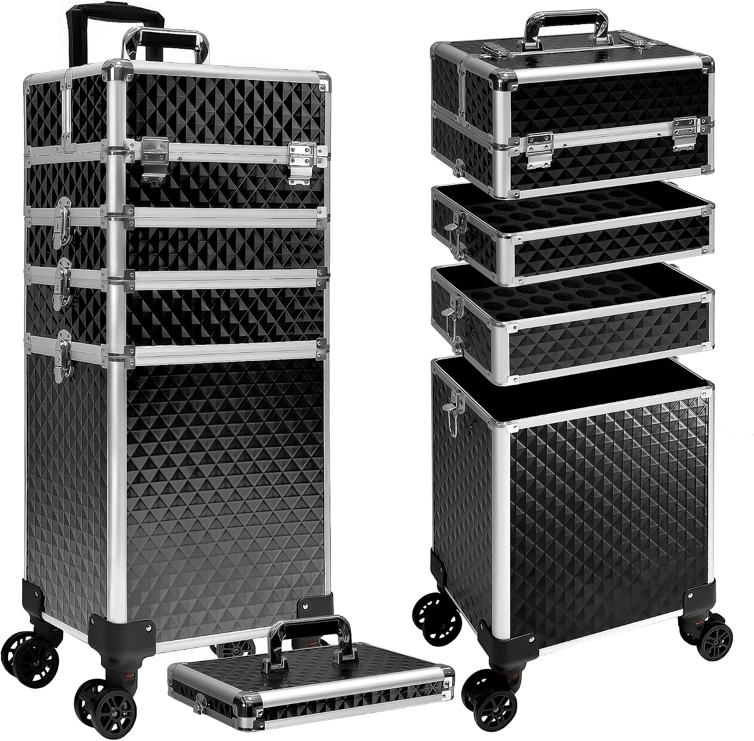Makeup And Beauty - Rolling Makeup Train Case, Cosmetic Trolley