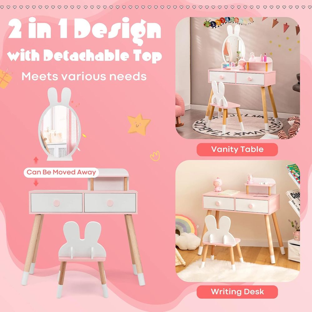 EY Kids Vanity, Rabbit Themed  - Beauty Makeup Chair 评论和价格