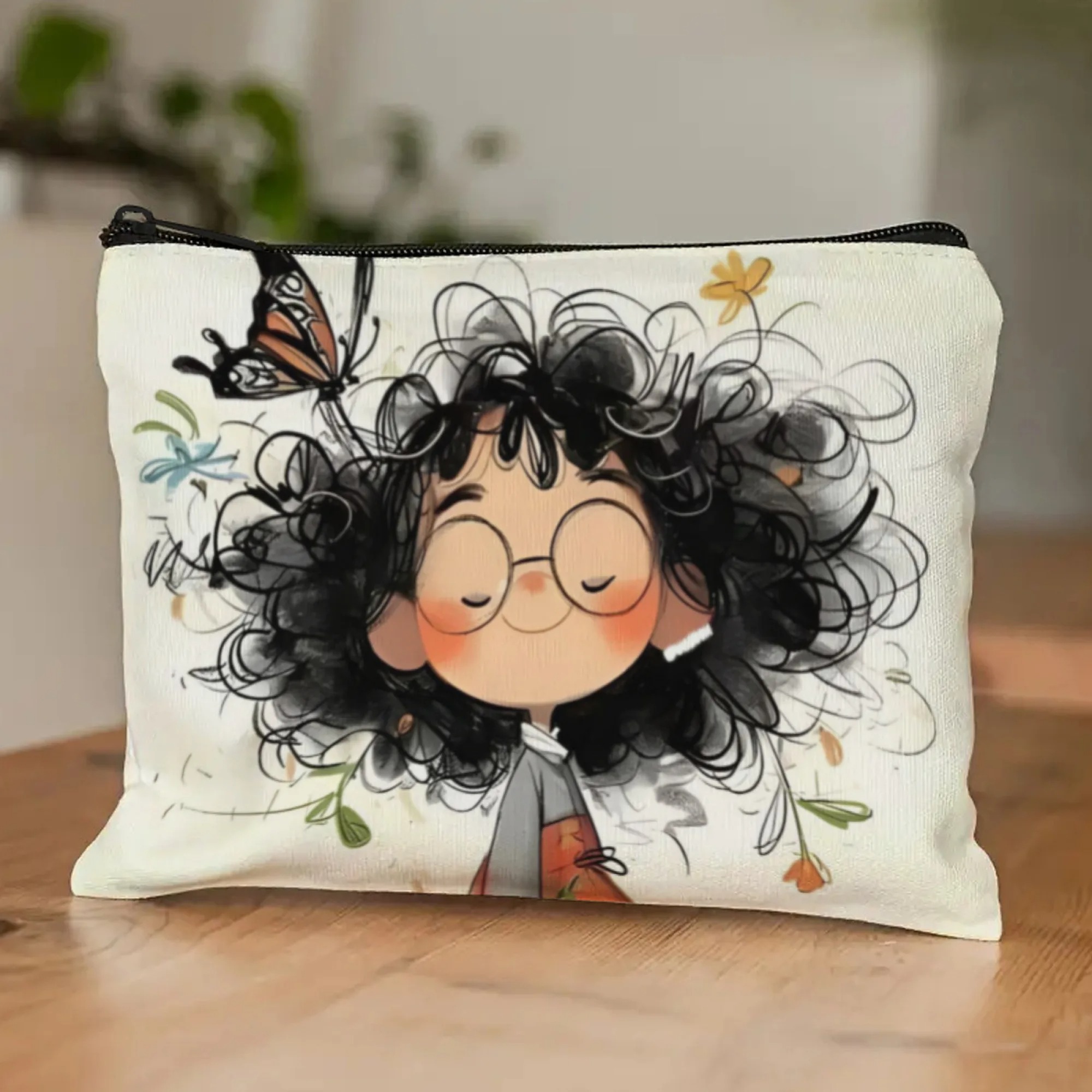 Cartoon Girl Makeup Bag Zipper - Beauty Makeup Case 评论和价格