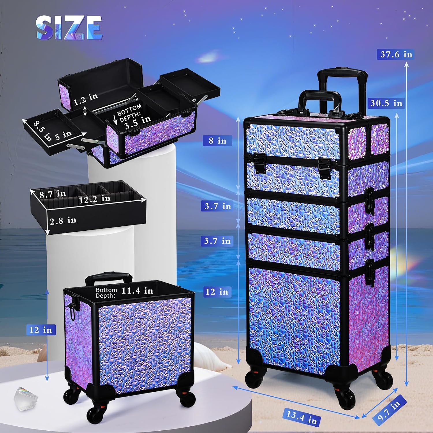 Rolling Makeup Train Case, Lar - Makeup And Beauty 评论和价格