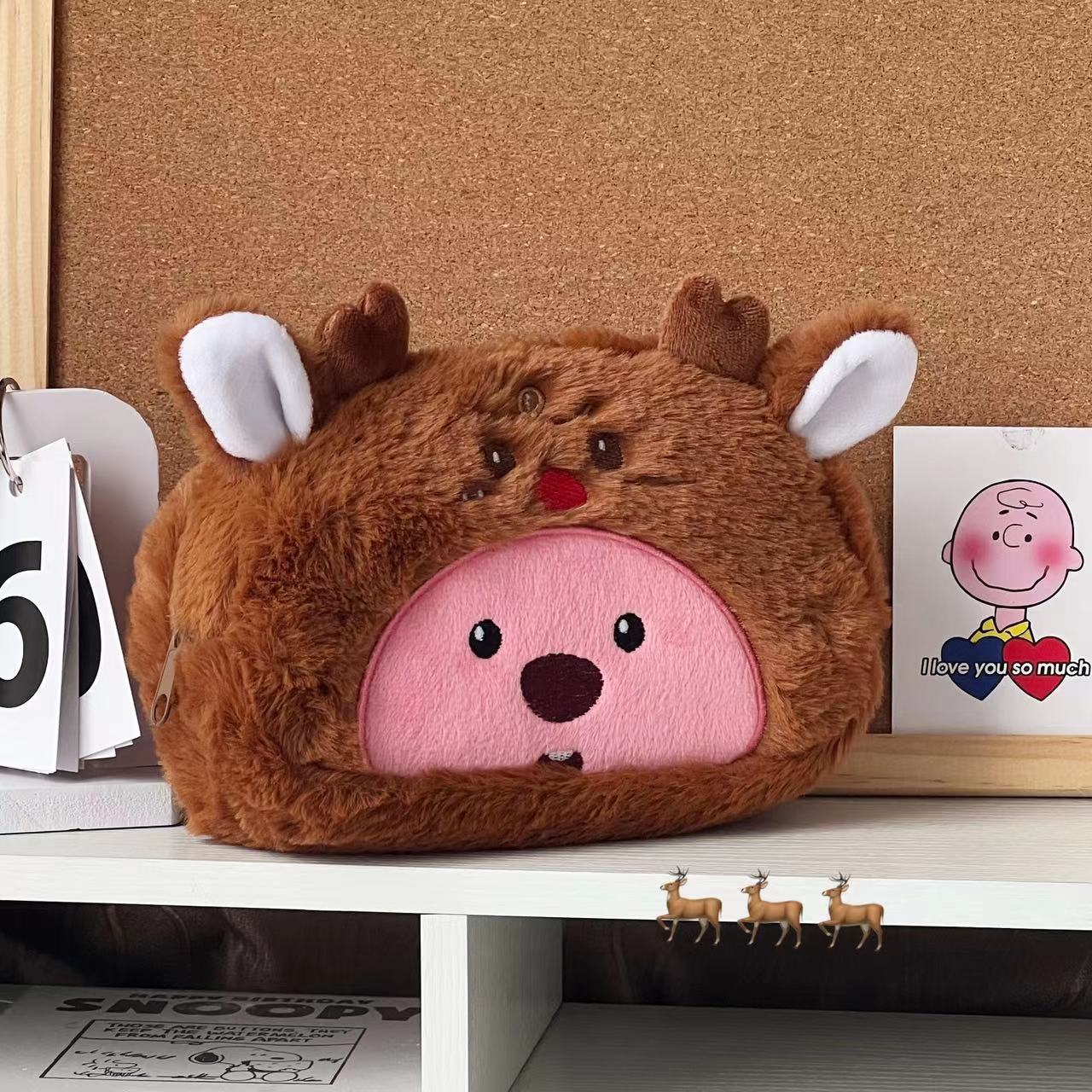 Cartoon Plush Pencil Bag Stude - Beauty Makeup Case 评论和价格
