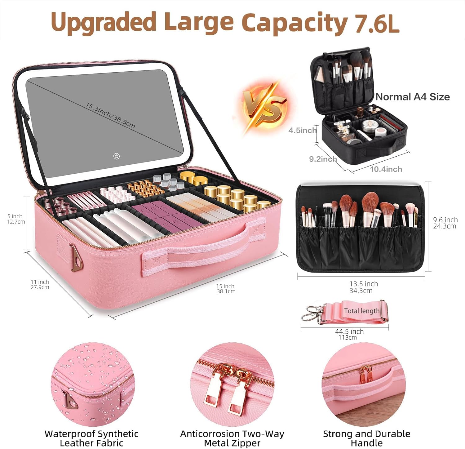 Large Capacity Makeup Bag 15'' - Beauty Makeup Case 评论和价格